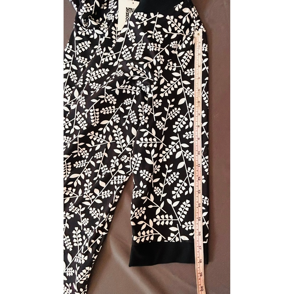 NWT ANNE KLEIN Womens Black White Leaf Print V Neck Tunic Dress Large L MSRP $99 - Picture 8 of 8